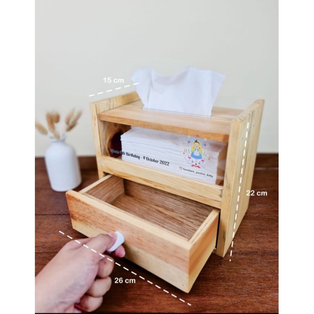 Souvenir Ultah Anak Tissue Box Kayu Unik 15pcs