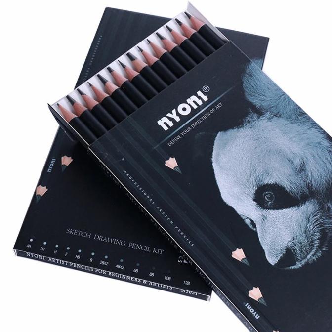 

best seller] Pensil Sketsa Set isi 14 pcs / Drawing Pencil / Nyoni Sketch Pencil