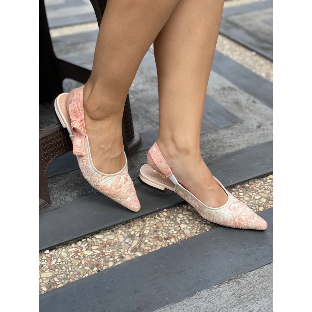 SEPATU WANITA DS011 EMBROIDER FLATS HEELS PREMIUM IMPORT