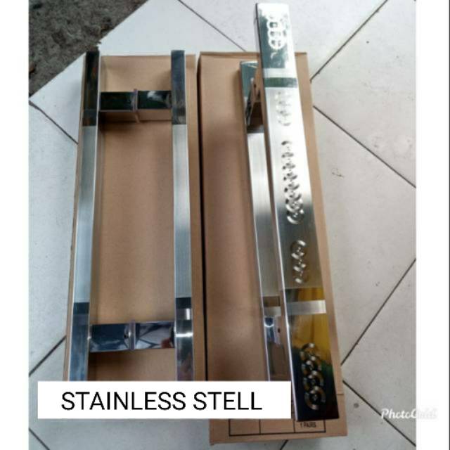 SATU PASANG PANJANG 60CM GAGANG TARIKAN PINTU RUMAH KACA - HANDLE STENLIS PINTU KACA