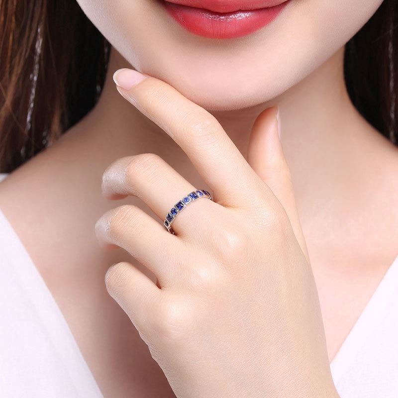 Baru Alami Sederhana Sapphire Cincin Adjustable Cincin Pertunangan