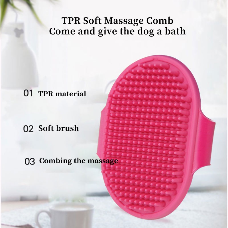 Sisi Bulu Hewan Anjing Kucing Pet Comb Brush Silicone for Bath Dog Cat - ol