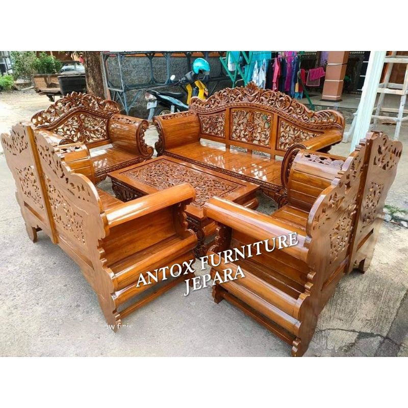 kursi tamu jati madura ukiran Arjuna furniture Jepara