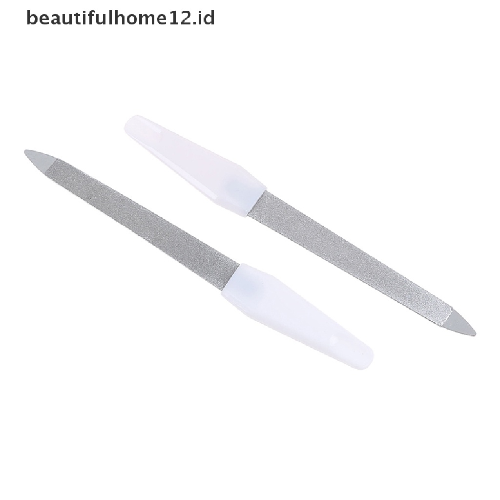 (Beautifulhome12.Id) Kikir Kuku Dua Sisi Bahan Stainless Steel Untuk Manicure / Pedicure