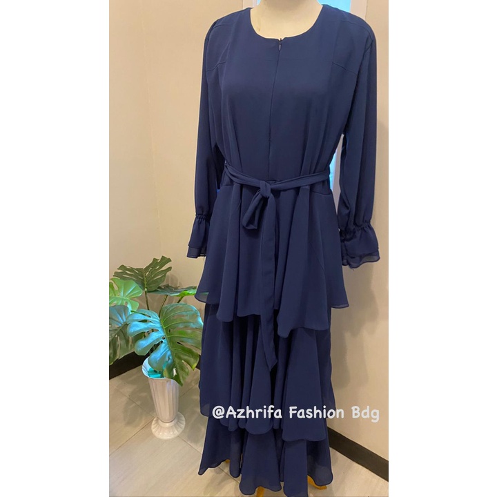 (Promo) Fashion Dress Muslim Wanita Gamis Kenza Long Dress Grosir Populer Muslimah-Navy
