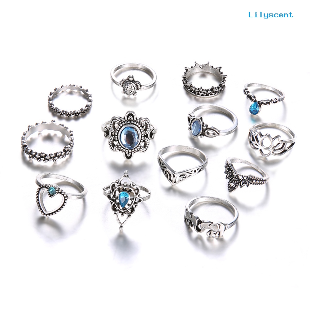 Ls 13Pcs / Set Cincin Buku Jari Aneka Bentuk Gaya Boho Untuk Wanita