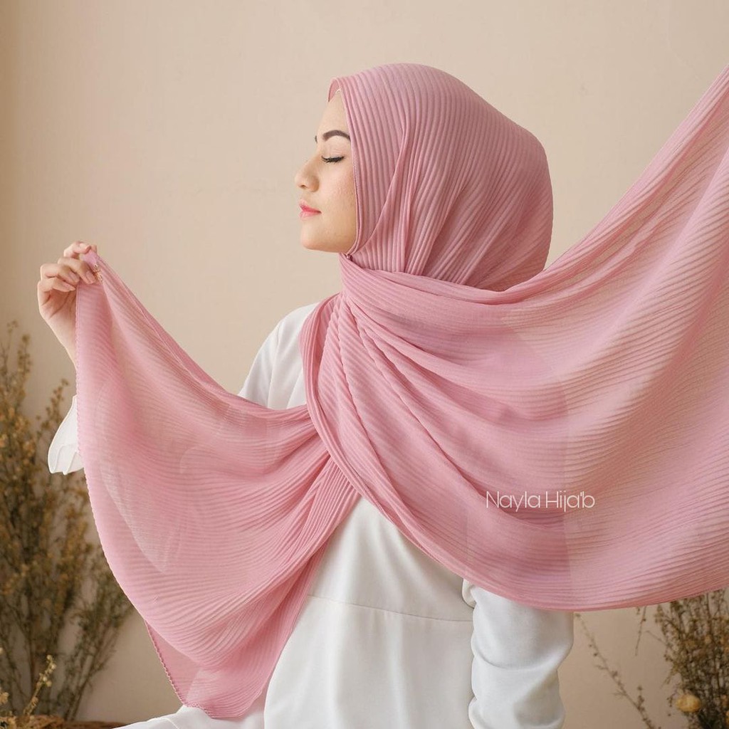 Pashmina Full Plisket Lidi Ceruty BabyDoll Hijab Pashmina Plisket Kerudung Plisket Termurah Nayla Hija'b