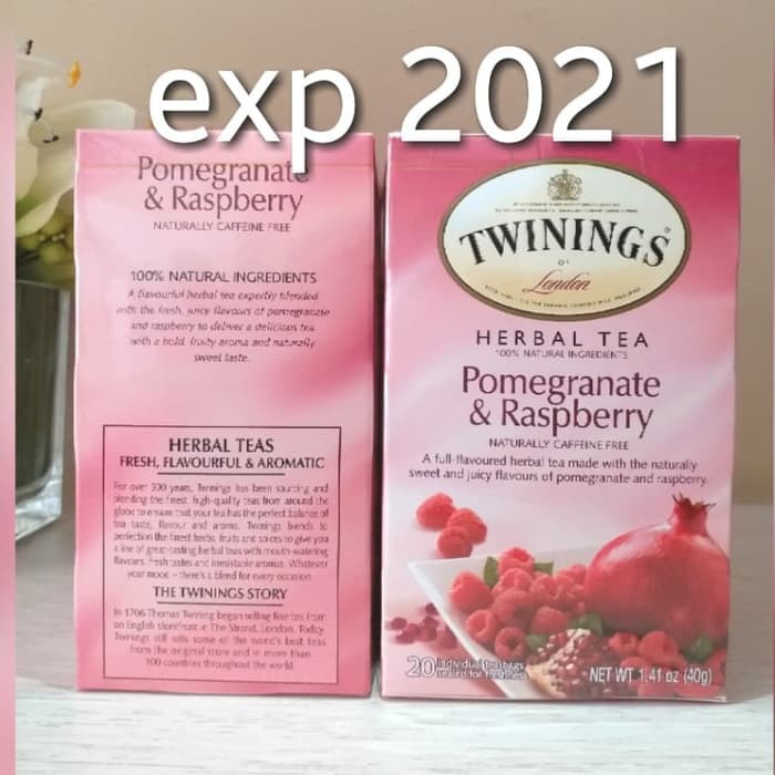 

Twinings tea/ teh Pomegranate &Raspberry Caffein Free 20 Tea Bags - tth1321