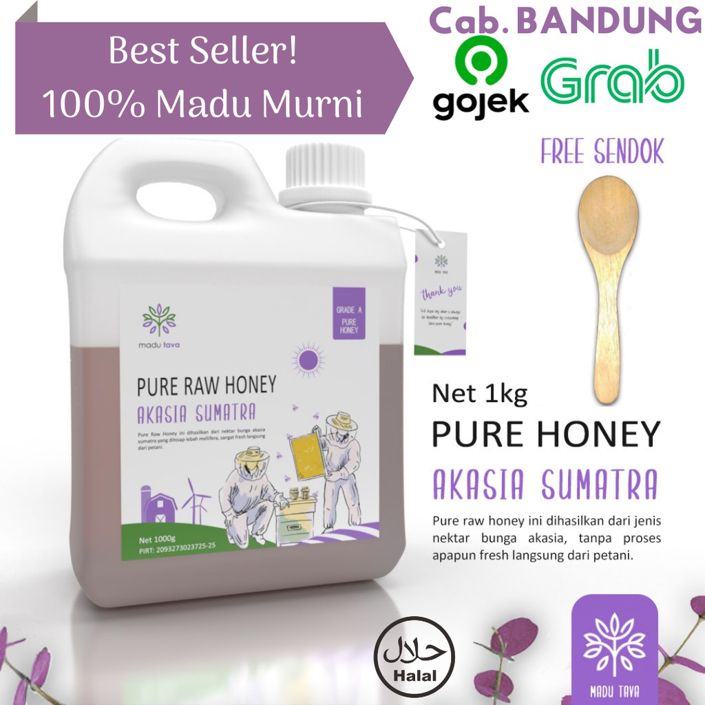 

Madu Murni Asli Tava 1kg Nektar Akasia Sumatra 100% Pure Raw Honey