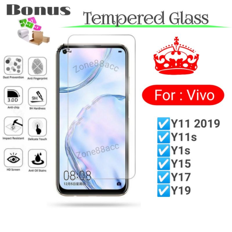 Antigores Tempered Glass Screen Guard protector Vivo Y11 Y11s Y1s Y15 Y17 Y19 s TG Bening Antiblue Spy Blue light Full Garskin Lensa Lens Pelindung Layar 9D