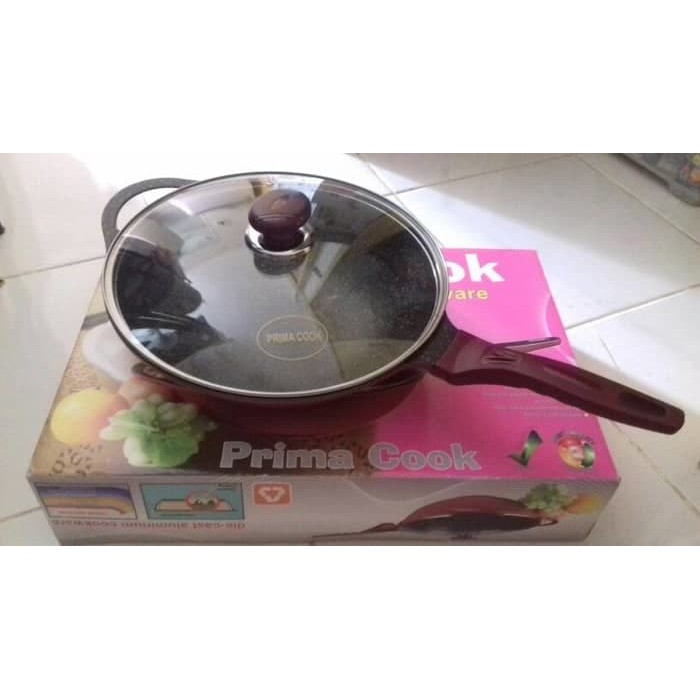 Wok pan prima cook 32cm anti lengket bahan marble/wajan serba guna