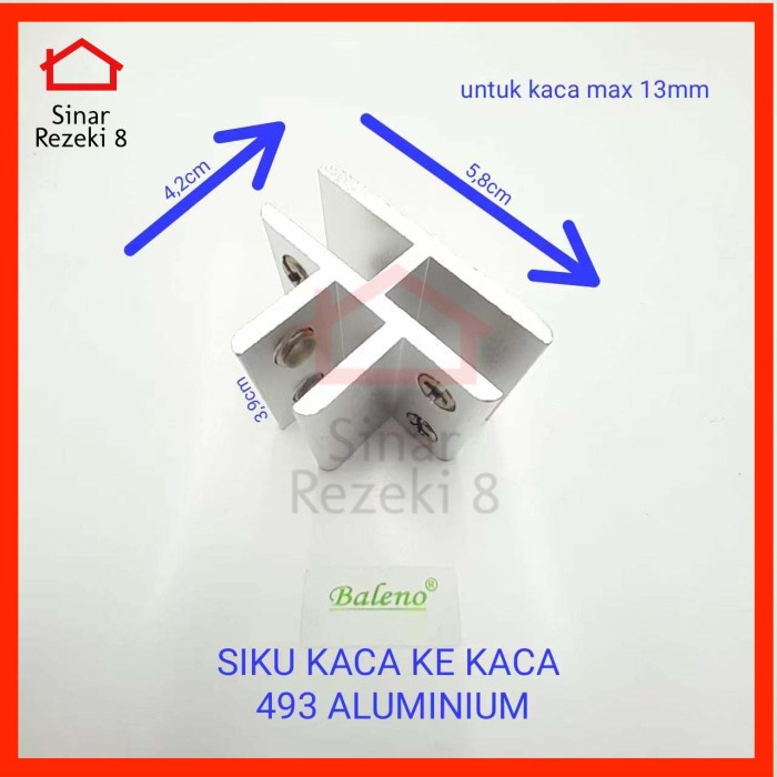 Siku Jepit Kaca 493 / Ambalan Bracket Konektor Siku Sambungan Penjepit