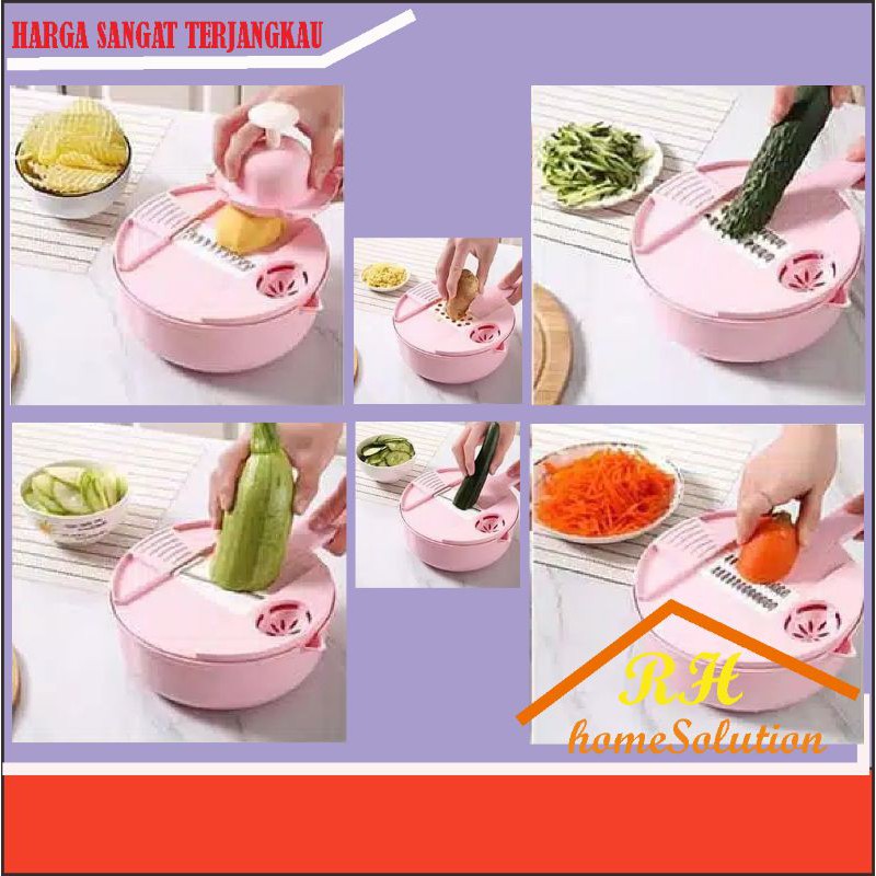 Alat Pemotong Sayuran Multifungsi 12 in 1/Alat Pemotong atau Parut Kentang Wortel dan Buah buahan