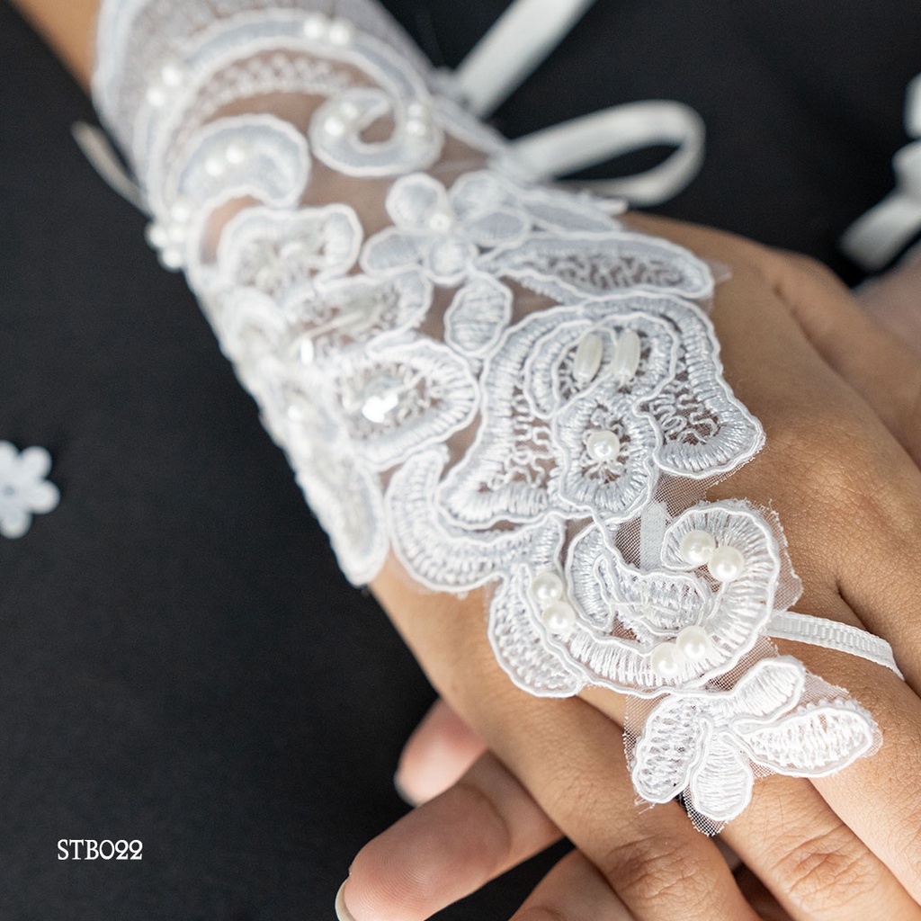 [BISA COD] ASESORIS PENGANTIN WEDDING BRIDAL GLOVES SARUNG TANGAN PUTIH STB022