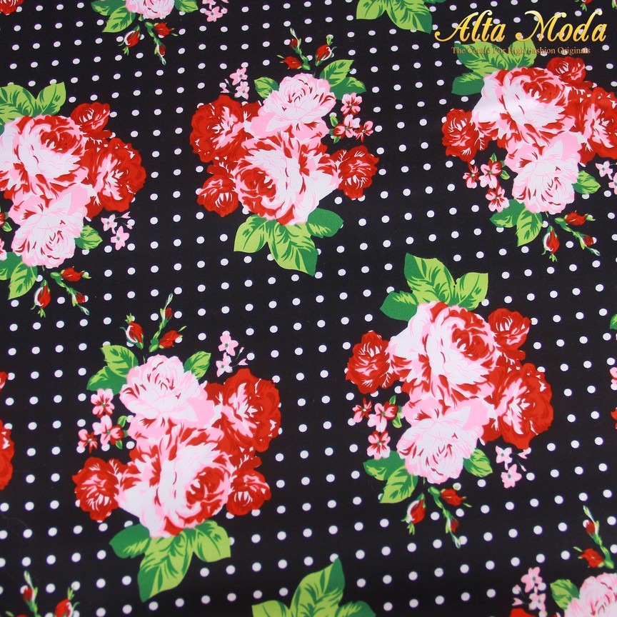

Alta Moda Katun Satin Stretch Motif Polkadot Putih Bunga Merah (1M)