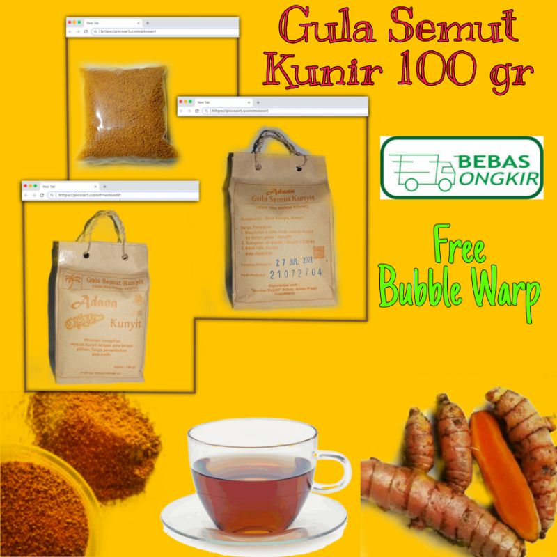 

Gula Semut kunyit /Kunir paperbag 100gr