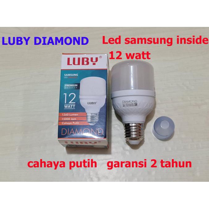 Lampu Bohlam LED 12 Watt Luby Diamond New Generation Samsung Inside Putih Original