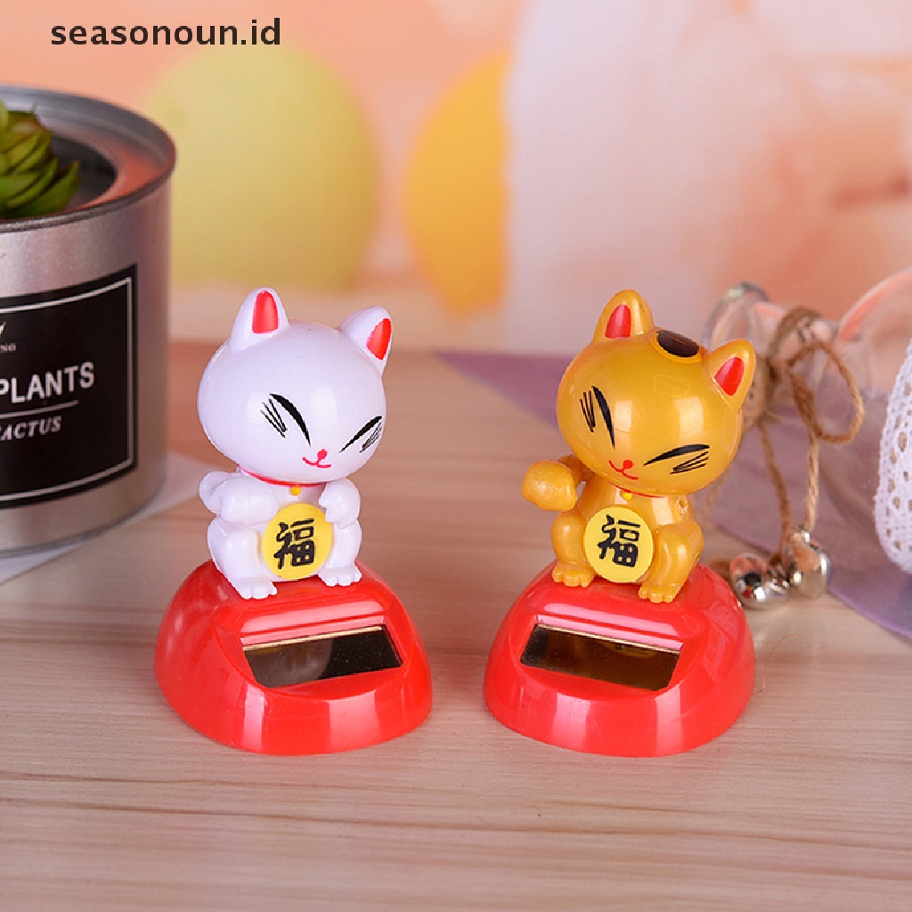 Maneki Neko Lucky Cat Tenaga Surya Gaya China Untuk Dekorasi Rumah / Mobil / Hotel / Restoran