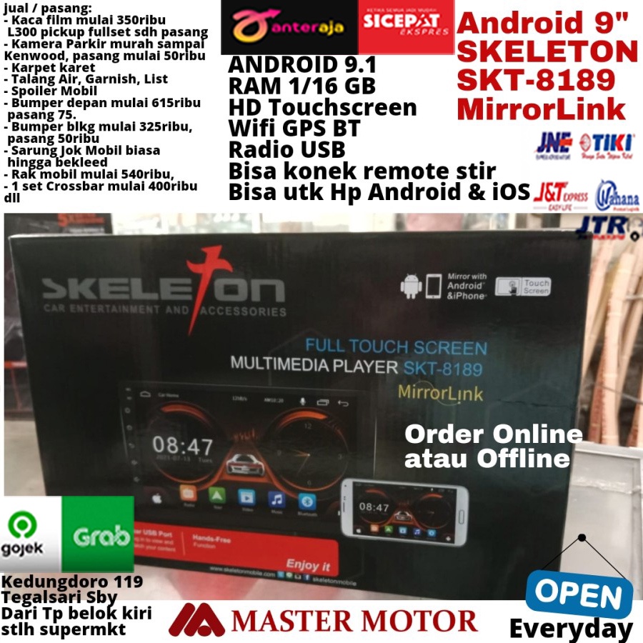 Android SKELETON SKT 8189 9 inch Mirrorlink RAM 1 16 GB GPS Wifi Bluetooth Radio USB Headunit Double