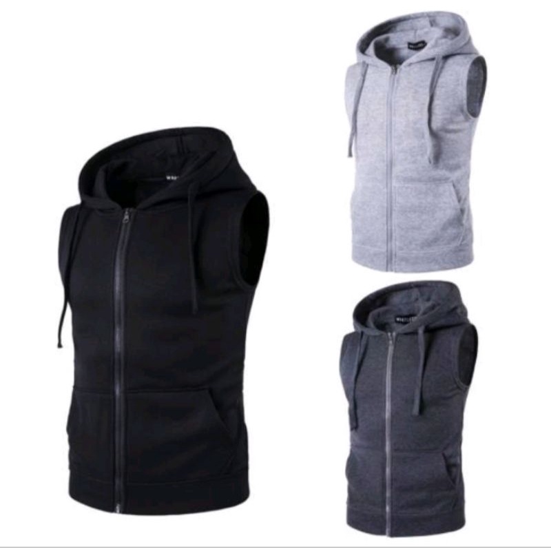 Hoodie zipper tanpa lengan
