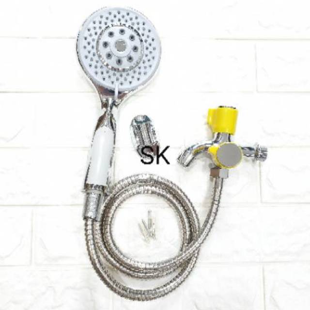 ( By 1 Get 1 ) Beli Hand Shower Kamar Mandi Dapat Kran Cabang Double 2 Lobang