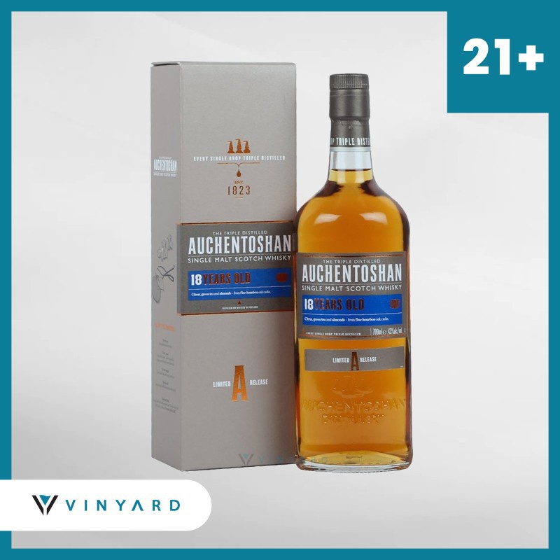 Auchentoshan 18 Years Old Single Malt Scotch Whisky 700 ml ( Original &amp; Resmi By Vinyard )