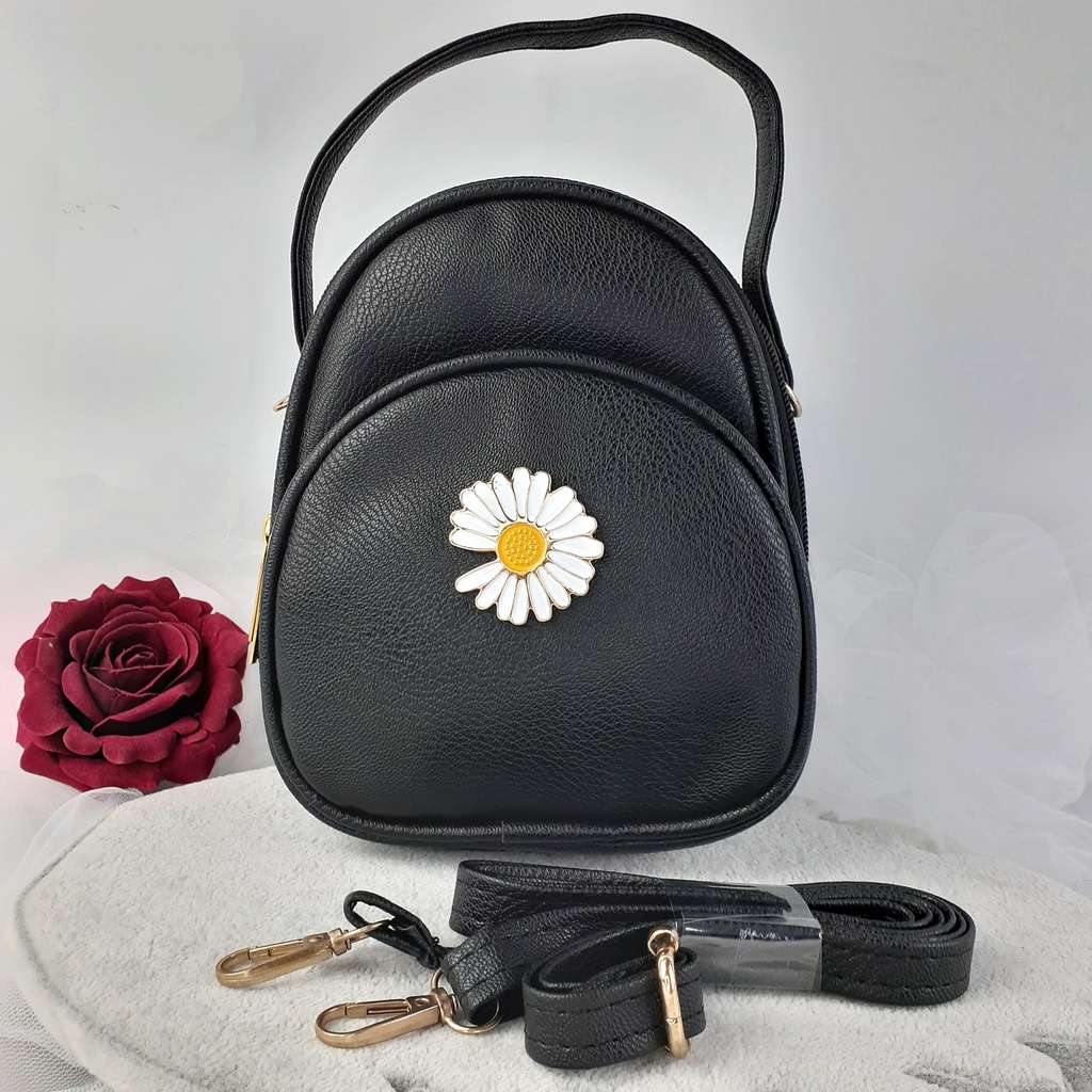 Tas Ransel MINI 3in1 Selempang Wanita Kulit Bunga Daisy Kecil Backpack Lomenia -KT030