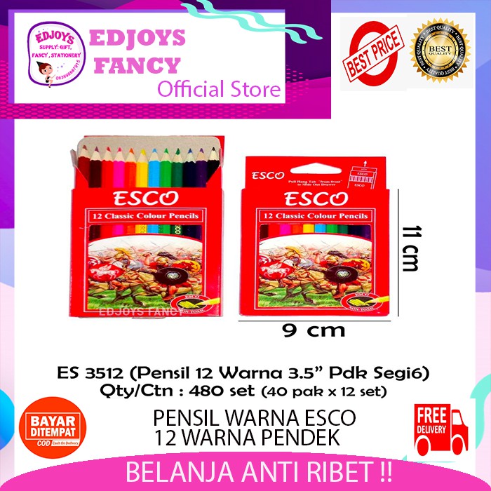 

Esco pensil warna dus 12 w pendek ES3512