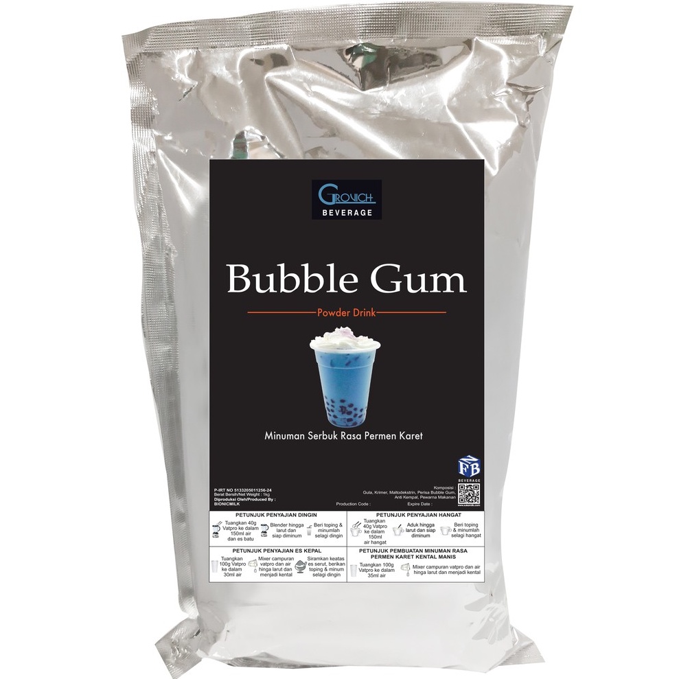 

Minuman Bubuk rasa Bubble Gum (Bubble Gum powder drink) GROVICH 1kg
