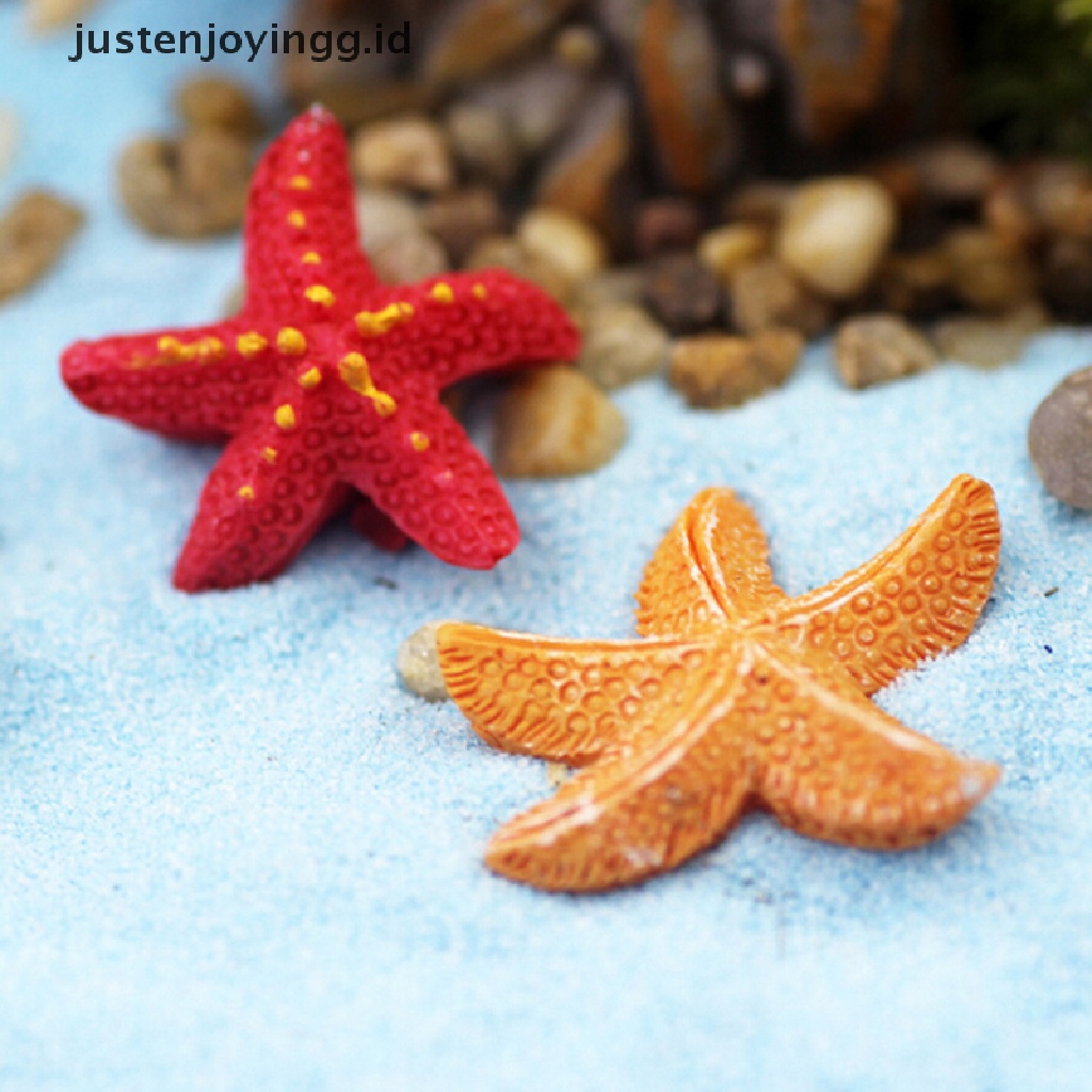 // justenjoyingg.id // 2pcs Starfish Miniatures Fairy Garden Decorations Micro Landscapes DIY Resin Crafts Bonsai Figurine Garden Terrarium Accessories ~