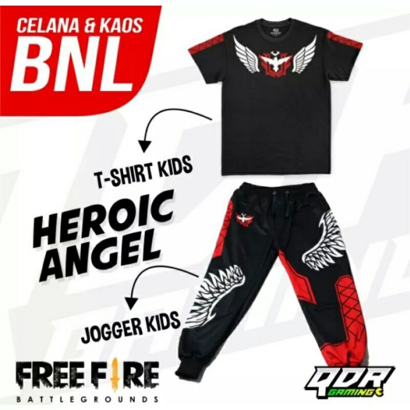 Setelan Celana Joger Anak Gaming Bnl Dan Kaos anak Gaming Ff
