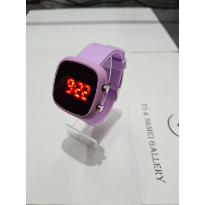 Jam Led watch oval free gift box-Lilac ov