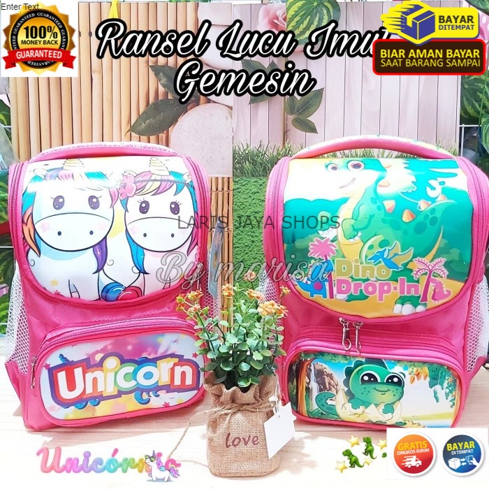 COD TAS RANSEL ANAK PEREMPUAN UNICORN CUTE IMUT BACKPACK SEKOLAH PAUD TK SD KOLEKSI KADO BAYI NEW