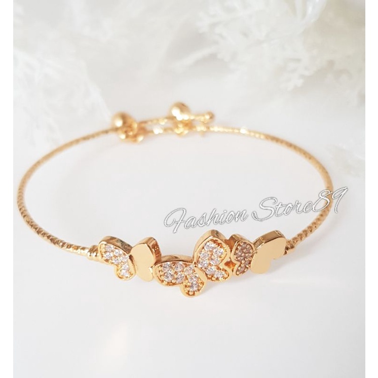 Gelang Bangle 3 Buterfly impor yaxiya xuping Perhiasan lapis emas Impor Bestquality Gelang bangle Dewasa