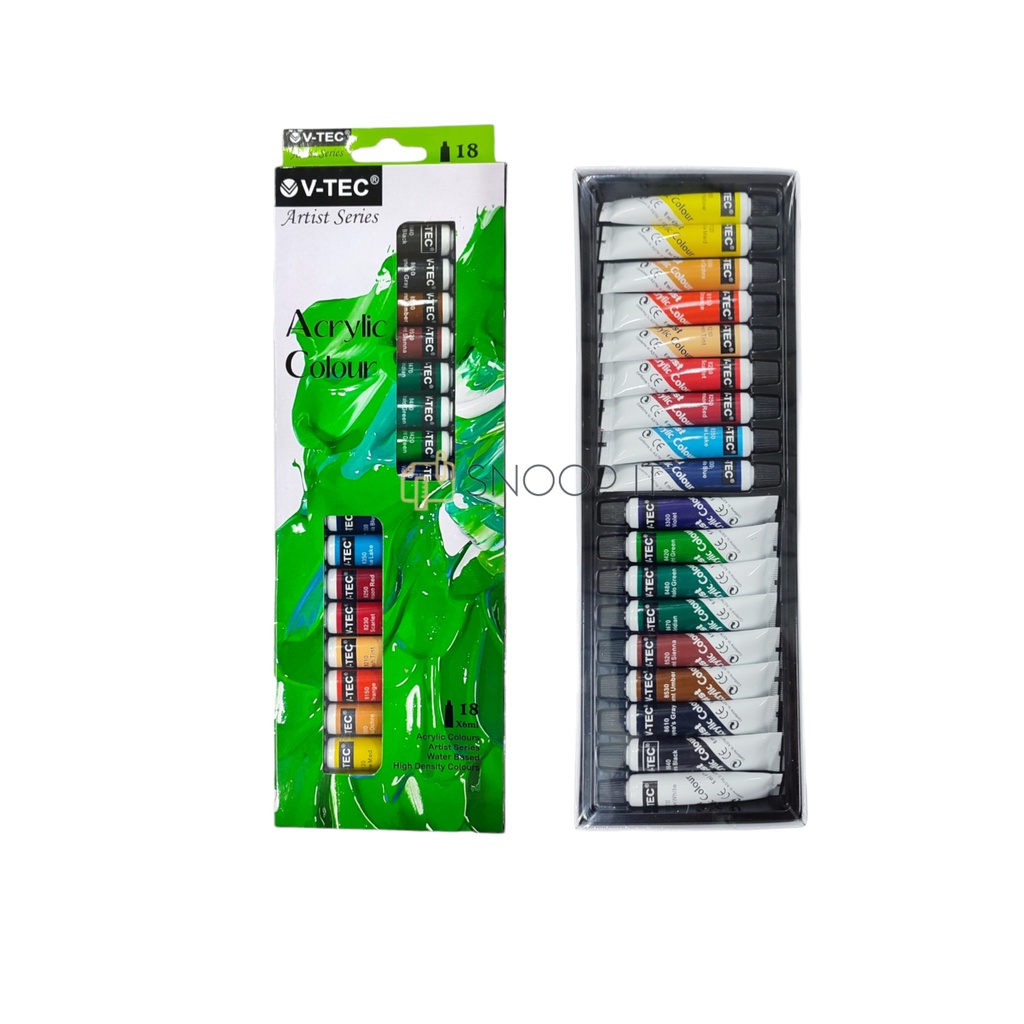 

Rad Cat Akrilik V-TEC VT-618/A Acrylic Colours 18 Warna x 6 ML - Set SHSNP