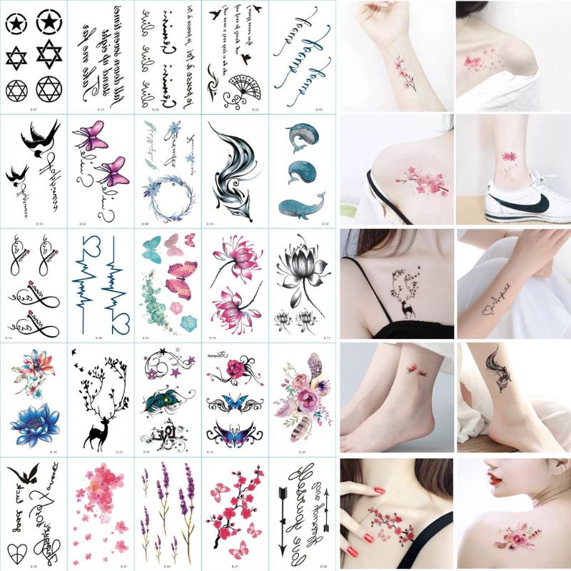 RANDOM 1pc Tato temporary tato sementara tatto badan sticker badan tatto air sticker air tattoo