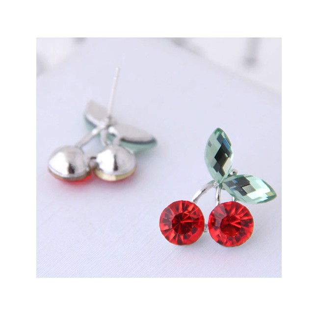 LRC Anting Tusuk Fashion Red Cherry Earrings A5720