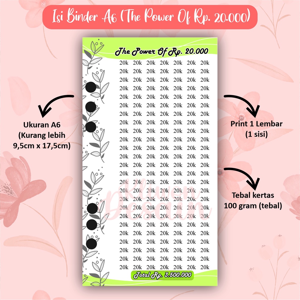 

isi kertas binder a6 ring 6 the power of rp. 20.000
