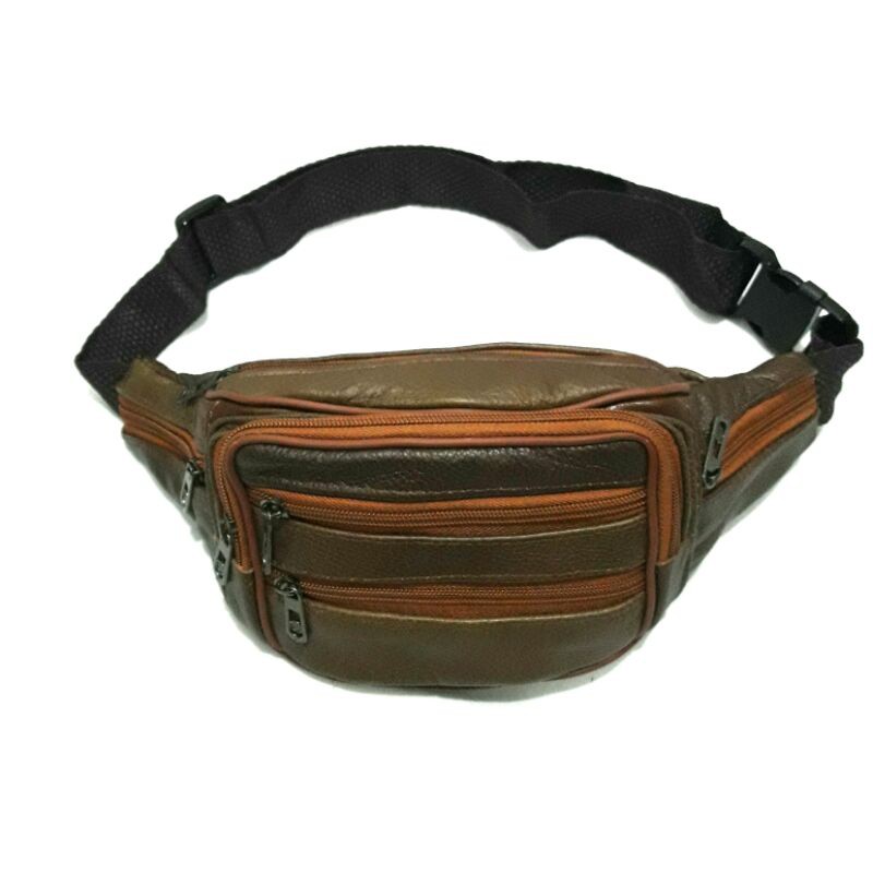 Tas Kulit Asli import 7 Ruang Tas Pinggang Kulit Waist Bag Kulit Tas Selempang Kulit Sling Bag