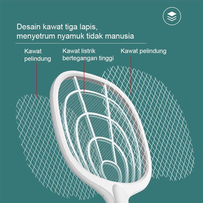 COD Raket Nyamuk 2 in 1 Raket nyamuk insect killer Dapat digantung 2 in 1 canggih efektif Raket nyamuk baterai lhitium Kabel panjang BISA COD HOME COLECTION