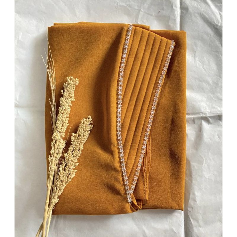 Pashmina Instan Tali Ped Busa Swarosky Diamond Super Pasmina Payet Pashtan Bando Realpicture PashmiaLesty-Mustard