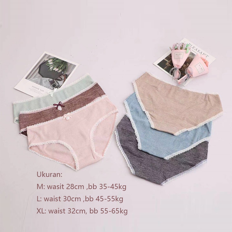 Celana dalam wanita Midi waist CD renda cewek Pakaian Dalam Seamless -3