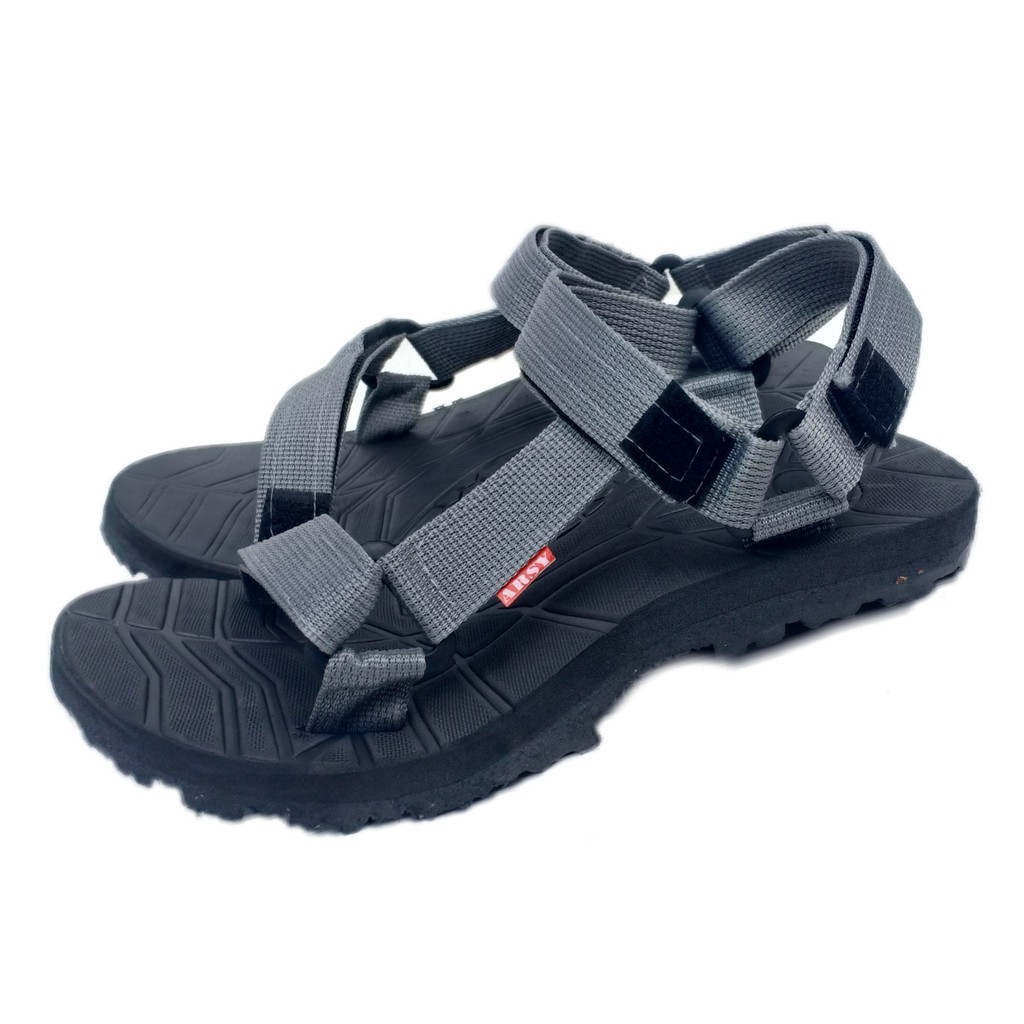 Sandal Gunung - Sendal Pendaki Gunung - Warna Abu, Hitam, Biru, Merah Ukuran 36-44-Abu-Abu