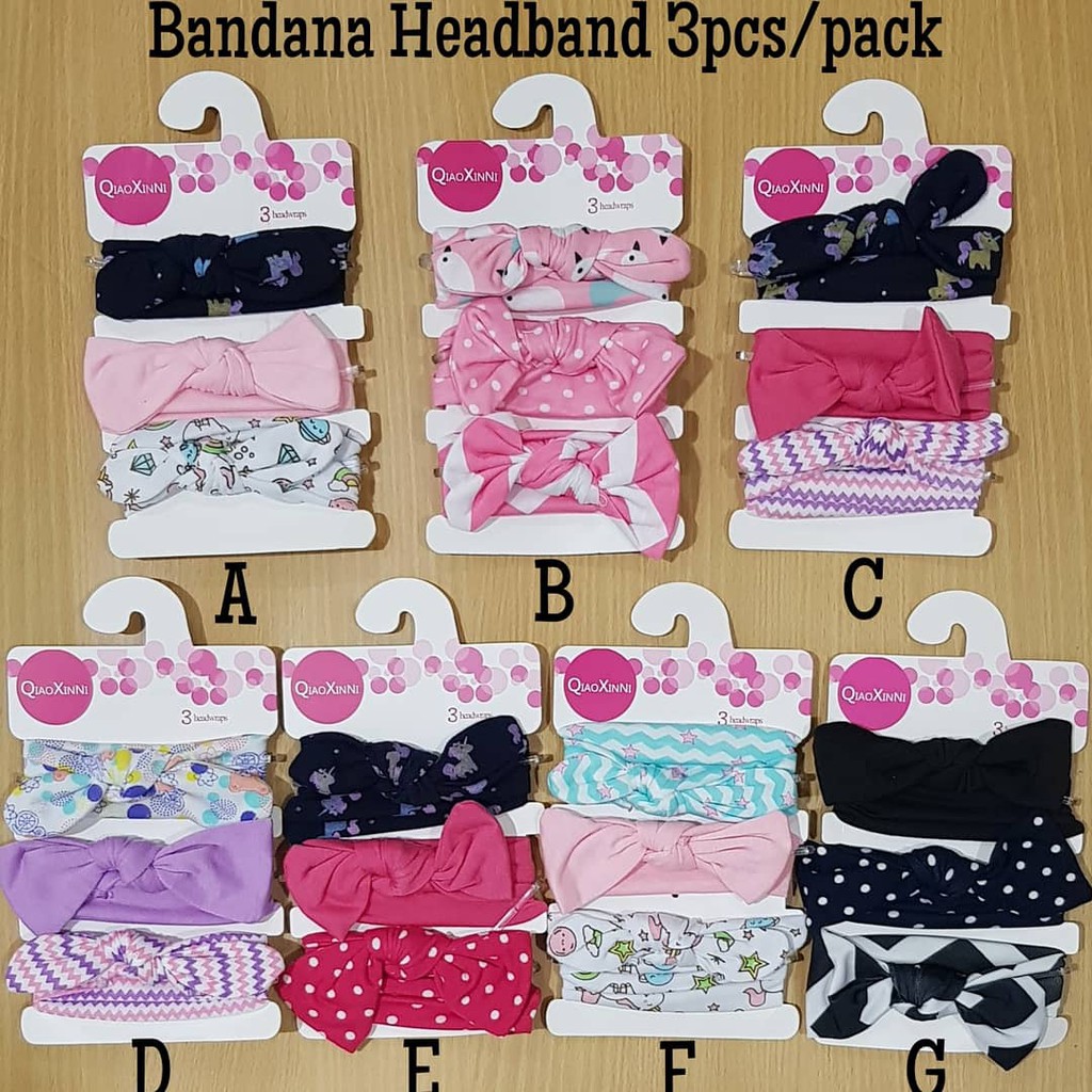 bandana bando headband anak bayi 3in1 import motif lucu