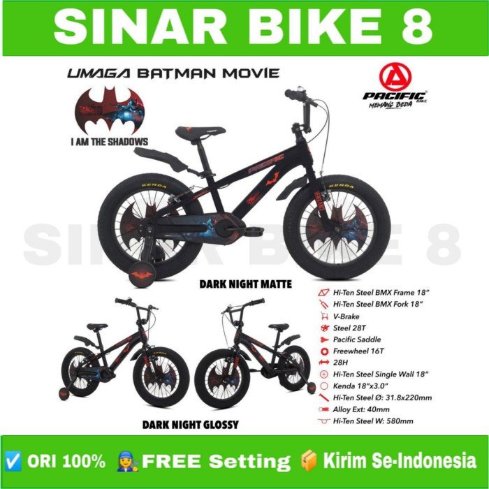 Sepeda Anak Laki BMX PACIFIC UMAGA BATMAN MOVIE 3.0 Ukuran 12&quot; 16&quot; dan 18 Inch