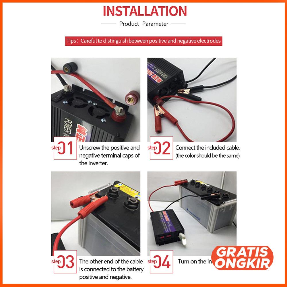 Genset Aki Car Power Inverter Pure Sine Wave 12V 1000W