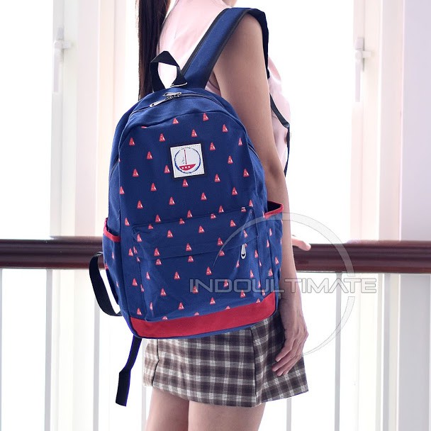 Tas Ransel import IM JS-002 Kanvas / Tas Ransel Import / Tas laptop murah / Tas Sekolah BLACK