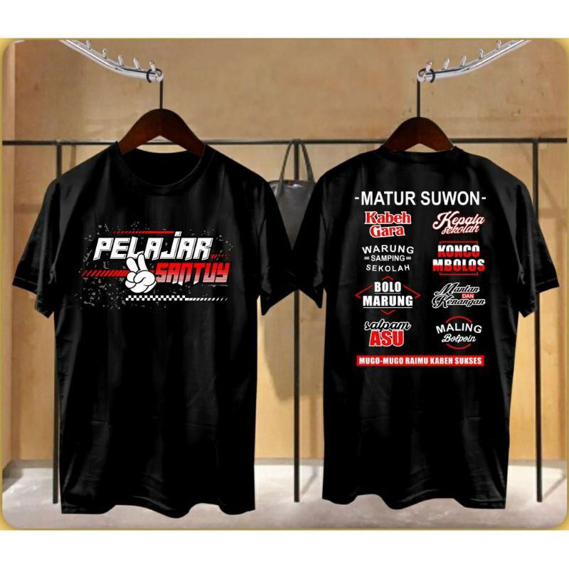 Fourfashion Kaos Pria Kaos Distro PELAJAR SANTUY Black FN241