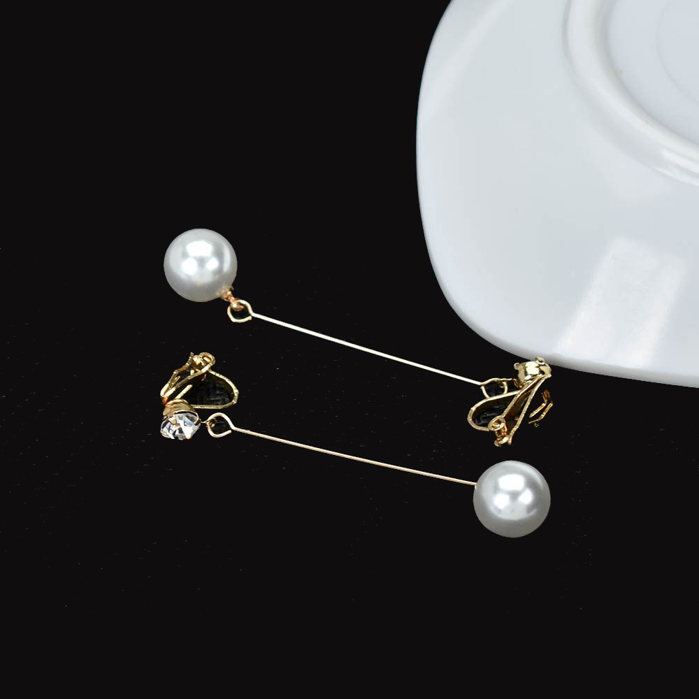 Anting Klip Tanpa Tindik Hias Mutiara Warna Emas Untuk Wanita