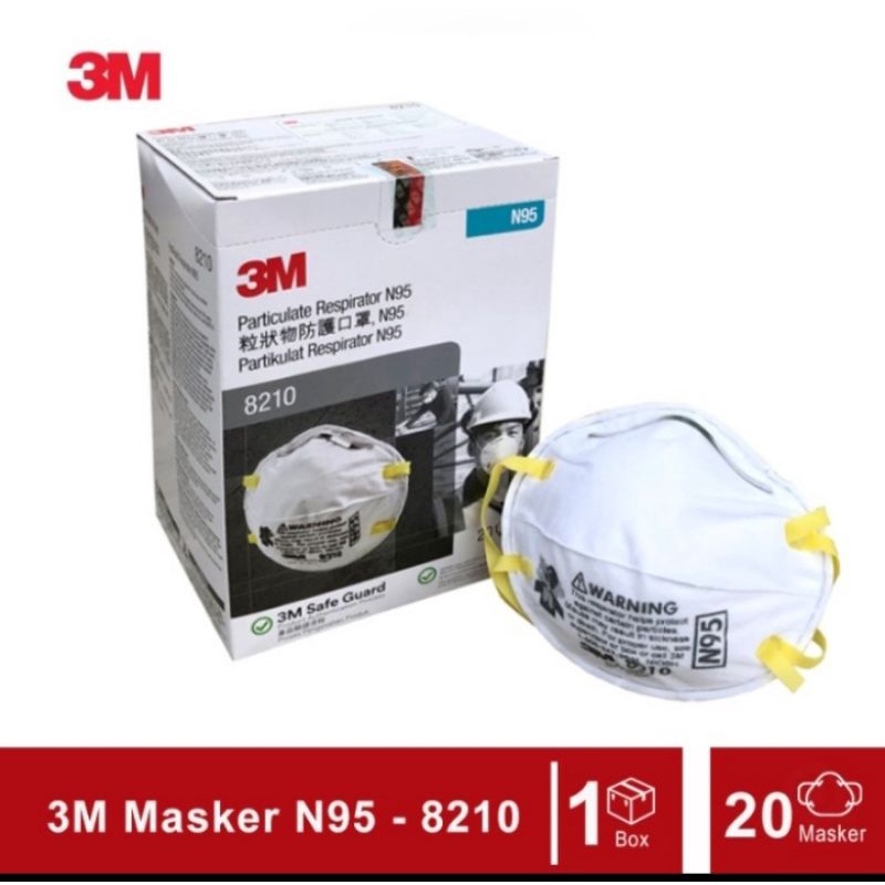 Masker N95 8210 Masker 3M Masker Safety ORI N95 1Box isi 20 Segel 3M